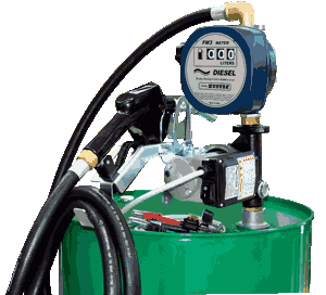 pompa travaso gasolio per fusto a batteria con contalitri